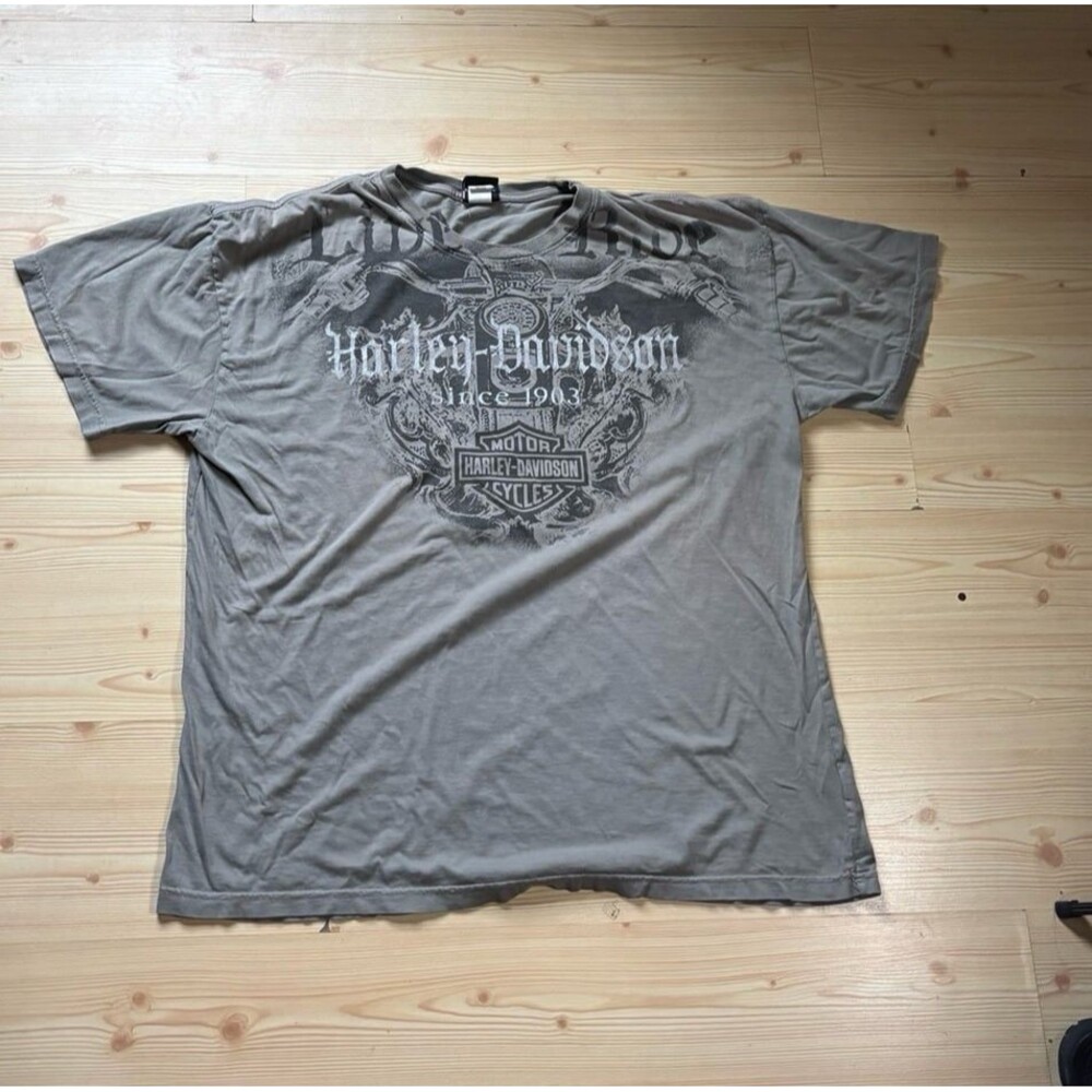 Harley Davidson Graphic T-Shirt Grey Sz 2XL DENNEY’s Branson Missouri